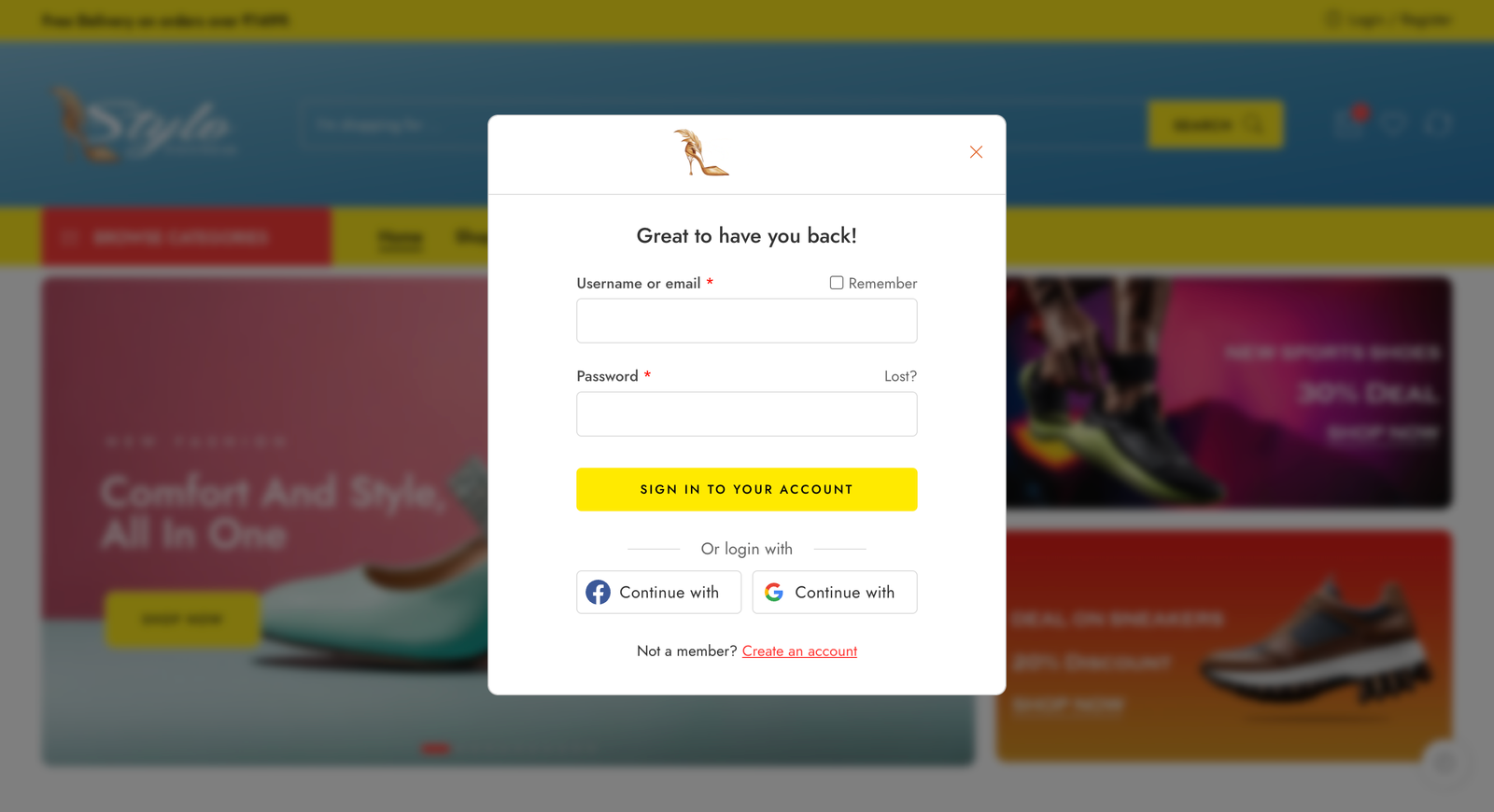 Stylo Footwear customer account